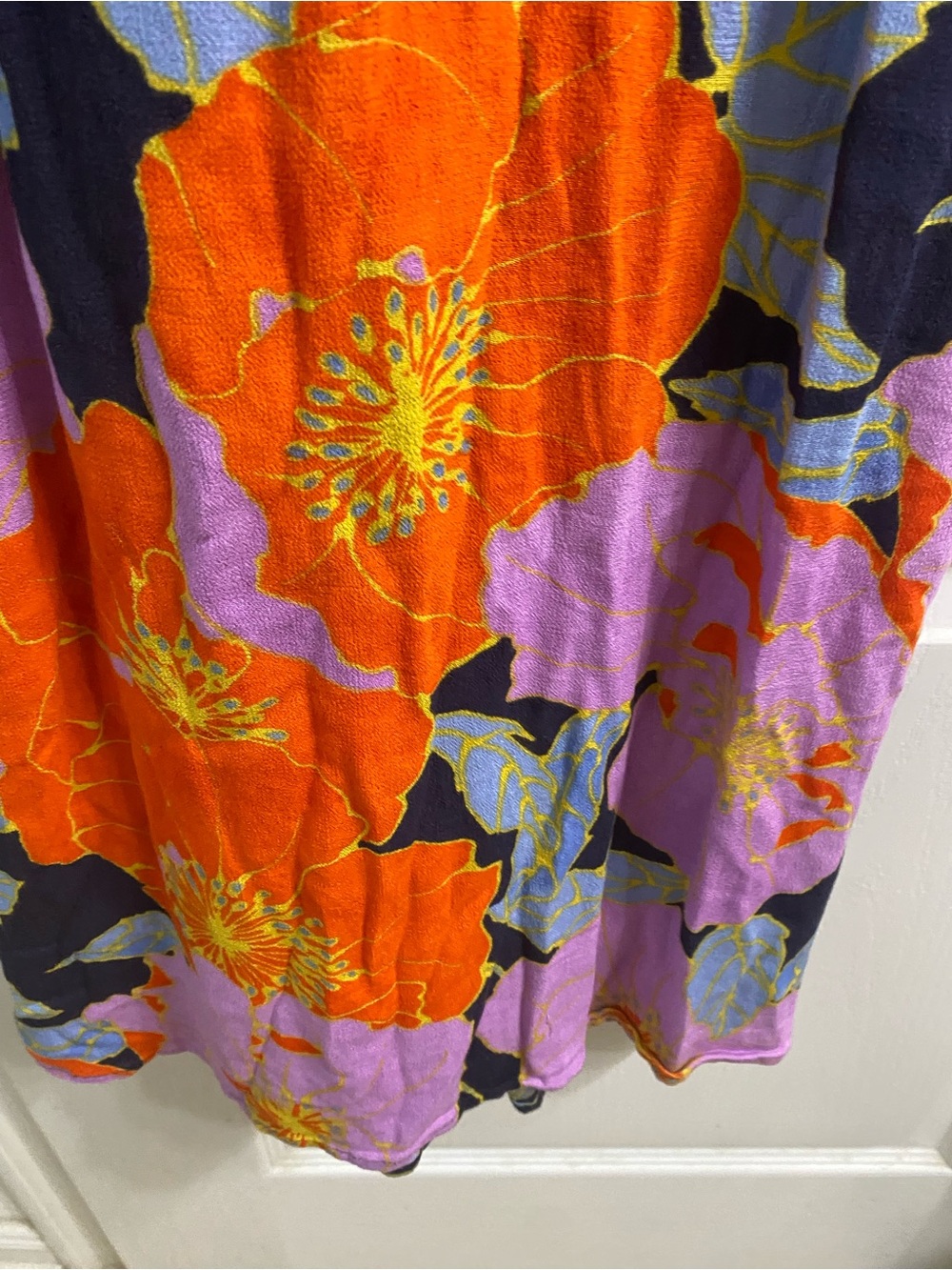 LOFT Full Bloom Cross-Back Floral Maxi Boho Dress Purple Orange Watercolor 10 - Picture 10 of 16